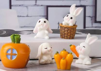 Satyam Kraft 1 Set Rabbit Miniature for Unique Gift,Home,Showpiece,Christmas tree,caketoping Decorative Showpiece  -  3.5 cm