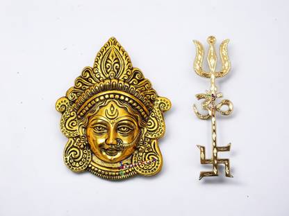 Bhavya Artifacts Devi Face Mask, Trisakti Wall Hanging Metal Golden Vastu Decorative Showpiece Decorative Showpiece  -  15 cm
