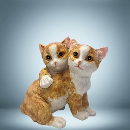 Satyam Kraft 1 Pc Ginger Cat Cute Kitten Figurines Decor for Home,Office,Car Dashboard Decorative Showpiece  -  7 cm