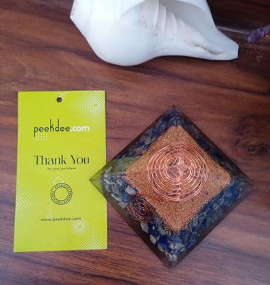 Peekdee Blue Agete Orgone Pyramid Reiki Healing Gemstone Energized EMF Protection Decorative Showpiece  -  6 cm