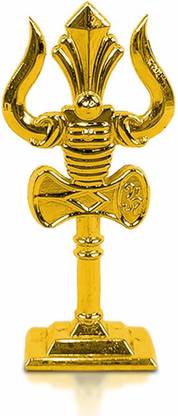 Utkarsh Big Metal Shiv/mahadev Trishul,trident with Damaru Double Side God Stand Decorative Showpiece  -  10 cm