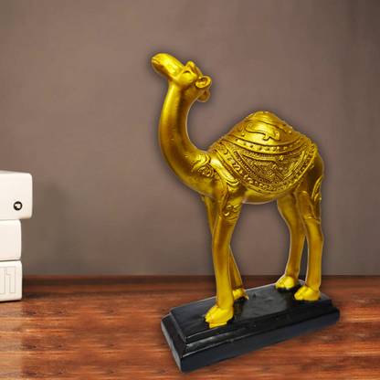 sidak Golden Camel Showpiece for Home Decor Wealth and Gifting (Pack of 1Pc) Decorative Showpiece  -  15 cm