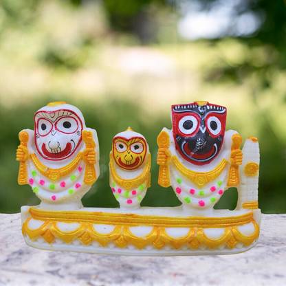 Real Craft Revered White Color Jagannath Singhasan Statue Decorative Showpiece  -  8 cm