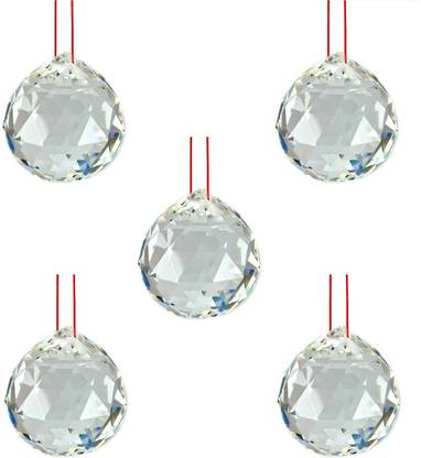 Vastu Art Vastu / Feng Shui / 5 Crystal Ball For goodluck, Happyness and prosperity Decorative Showpiece  -  20 cm