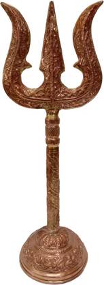BRASS BLESSING TRISHUL Trishula Trident of Hindu Lord Shiva - SHIV Weapon (581) Decorative Showpiece  -  4 cm