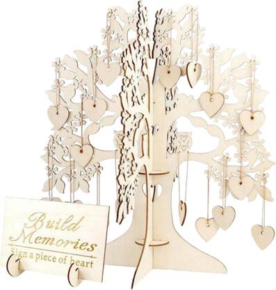 Lyla Wood 3D Wedding Make a Wish Tree Guest Sign Book Wedding Centrepiece Decor Decorative Showpiece  -  10 cm
