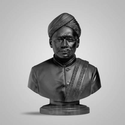 SILAII | V.O.Chidambaram Bust Sculpture - Black - 8" Decorative Showpiece  -  20.32 cm