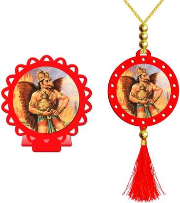 SANBIA Garun Garuda Vishnu's Eagle Pakshiraja Red Car Dashboard Idol & Car Hanging Decorative Showpiece  -  8 cm