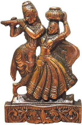 WINSOME COLLECTION Radha Krishna Murti Idol Statue Single Color Brass Metal Decorative Showpiece  -  17 cm