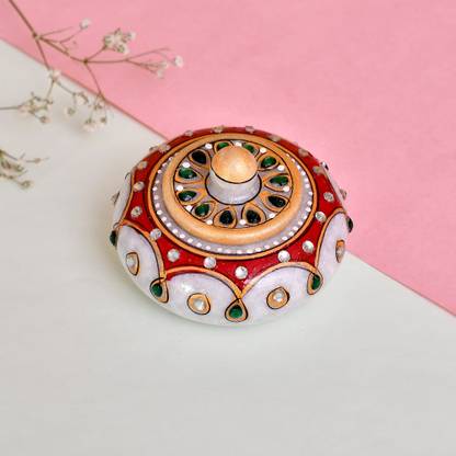 Craftam Kumkum Box/ Sindoor Dani/ Sindoor Box Sindur Dani/ Kumkum Holder/ Kumkum Bharani Decorative Showpiece  -  5 cm