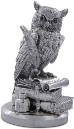 BELIRAMELEGANCE Silver Owl Showpiece Timeless Art for Every Occasion Decorative Showpiece  -  10 cm