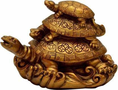 PPJ Fang shui charmed Three Tiered Tortoises Decorative Showpiece  -  8 cm