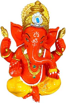 S A Gifts Sinduri Ganpati Bappa Ganesh Murti Idol Ganesha Statue (Sinduri, Orange) Decorative Showpiece  -  17 cm