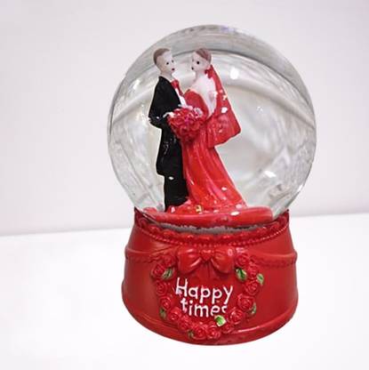 Downtown Celebrations Romantic Couple Snow Globe | Lighting Effect | Showpiece | Gift item | Decorative Showpiece  -  10 cm