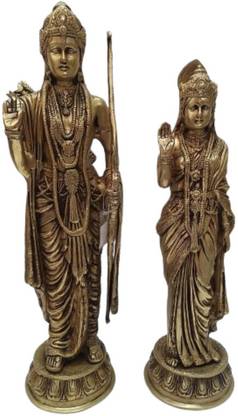 BRASS BLESSING Large Brass Ayodhya Ram with Sita Mata Murti Idol Statue (2121) Decorative Showpiece  -  4 cm