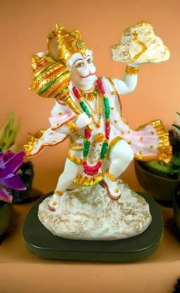 Hanu Collections Lord Hanuman ji with Pahad Sanjeevani Parbat Murti for pooja Decorative Showpiece  -  35 cm