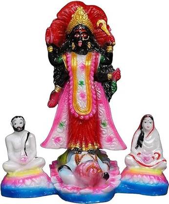 Karukrit collections Dakshineswar Kali Murti Deity Resin Sculpture Adi Shakti Ma Goddess Kali Decorative Showpiece  -  22 cm
