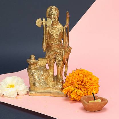 utsavicraft Handicraft Lord Parshu Ram with Weapon and Shivling Idol Decorative Showpiece  -  18 cm