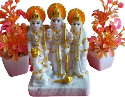 PNC Ram Darbar Murti / Ramdarbar / Ram Sita Statue / Hanuman Ji/ Shri Ram Decorative Showpiece  -  16.5 cm