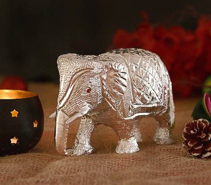 HOUZZPLUS Metal Sculptures Elephant For Showpiece and Decoration Decorative Showpiece  -  10 cm