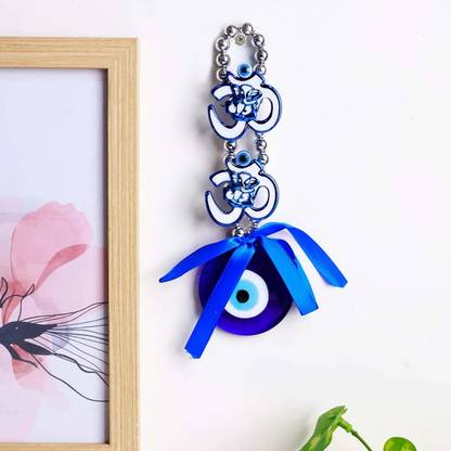Shubhanjali 2 Om Evil Eye Hanging for Wall Car Main Door Entrance Protection Home Decorative Decorative Showpiece  -  5 cm