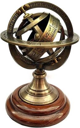 APAX Antique Nautical Brass Engraved Table Top Armillary Sphere Globe 6 Inch Decorative Showpiece - 16 cm