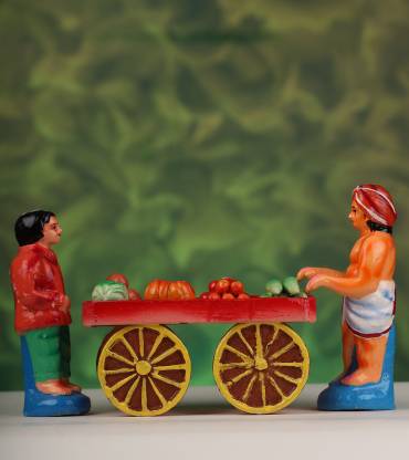 Sirgan Clay Vegetable Vandi Set (4") For Navaratri Golu Dolls Decorative Showpiece  -  10 cm