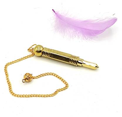 Plus Value Pencil Brass Dowsing Pendulum For Reiki, Dowser, Vastu, Feng Shui Experts Decorative Showpiece  -  7 cm