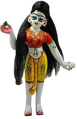 Firmus LONG HAIR For Radha Rani Durga MAA Open Long MICROFIBER BLACK Hair (Size 5 No.) Decorative Showpiece  -  20 cm
