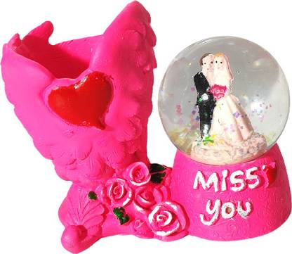 RSSAGI Couple Showpiece in glass ball water jar with Colorful Lighting with Small Decorative Showpiece  -  8 cm