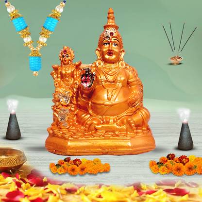 NOKTUS Lord Kubera Statue | Mata Lakshmi With Kuber Maharaj Idol | 1 Pcs:Designer Maala Decorative Showpiece  -  10 cm
