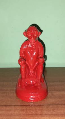 ABCD Red Toy Honuman Monkey Handmade Terracotta Decorative Showpiece  -  14 cm