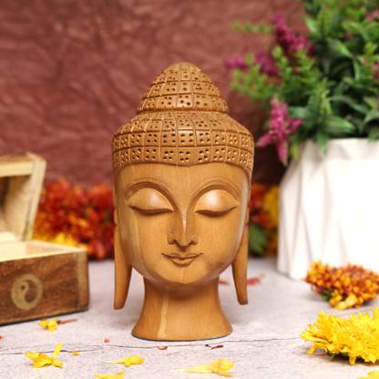 Craftiols Buddha face inlay Brass Chips Idol Statue Showpiece Decorative Showpiece  -  13 cm