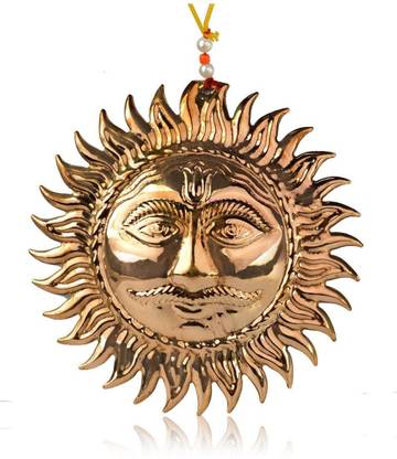 REIKI CRYSTAL PRODUCTS Copper Sun Vastu Surya Wall Hanging Idol Hang On East Wall for Vastu Remedies Decorative Showpiece  -  16 cm