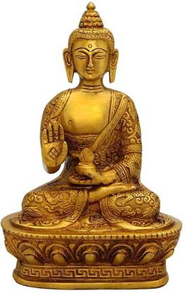 Filfora Metal Buddha Statue for Home Decor Office Corporate Gift Meditation Figurine Decorative Showpiece  -  20 cm
