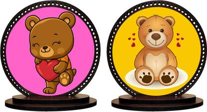 Pawandeep Cute Love Teddy Car Dashboard Idol Combo #579 Showpiece / Figurine Decorative Showpiece  -  8 cm