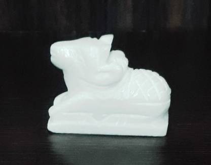 vrindavan shopi Small White Marble Stone Shiva's Nandi Moorti Murti Statue Idol Sculpture Decorative Showpiece  -  6 cm