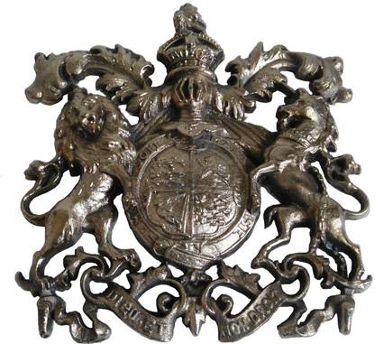 BRASS BLESSING LARGE ANTIQUE HEAVY CAST ROYAL CREST SAFE PLATE - BRASS (5127) Decorative Showpiece  -  4 cm