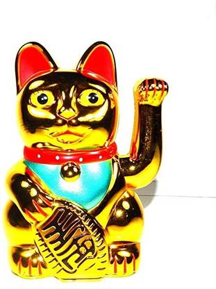 Zoltamulata Feng Shui Waving Cat Maneki Neko Lucky Cat Small Neko Cat Decorative Showpiece  -  5 cm