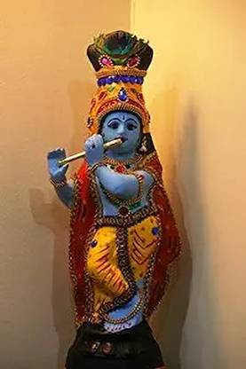 kavery Krishna Blue Lotus Decorative Showpiece  -  45 cm