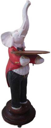 BRASS BLESSING Vintage Style Gentleman Elephant Statue Figurine Servant (2915) Decorative Showpiece  -  4 cm