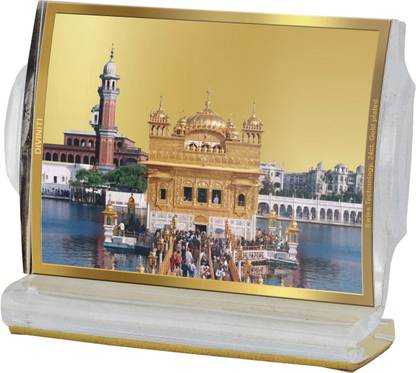 DIVINITI Golden Temple Photo Frame for Car Dashboard, Table Décor ACF 3 FRAME Decorative Showpiece  -  11 cm