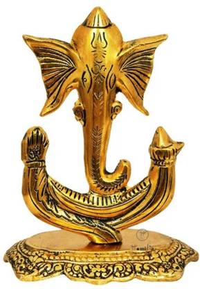 Murtipack Lord Ganesh Trishul Gold Gypsum Statue Decorative Showpiece  -  18 cm