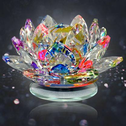 ISH Money Vastu Fengshui Collection Crystal Lotus Flower Decorative Showpiece  -  6 cm