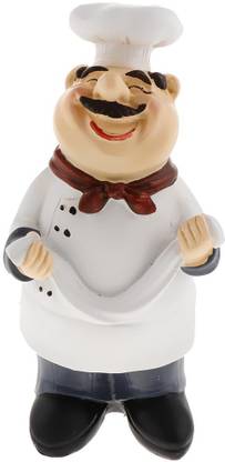 BNF Italian Chef Shaped Kitchen Ornaments Resin Cook Statue Size-2 Decorative Showpiece  -  12 cm