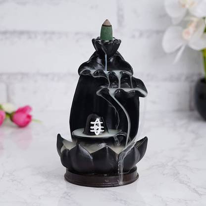 WEBELKART Shivling Backflow Smoke Incense Holder Smoke Fountain , shivling water fountain Decorative Showpiece  -  17.78 cm