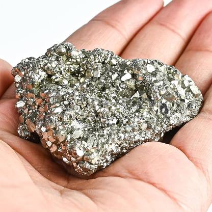VIBESLE Pyrite Stone Original - 40 to 80 Grams, Powerful Crystal for Manifestation Decorative Showpiece  -  4 cm