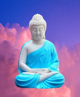 BZILO Buddha Premium Rare Handcrafted Polymarble Meditation Blue Buddha Statue PE_166 Decorative Showpiece  -  2 cm