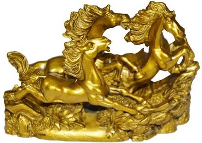 ANJALIKA Three Running Horses for Victory Decorative Showpiece  -  10 cm