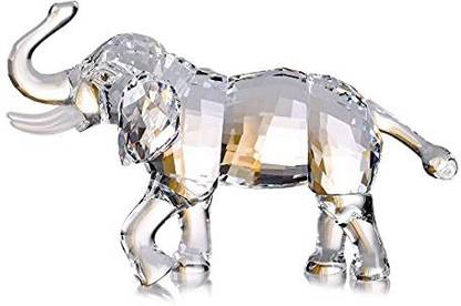 Dojoz Crystal Lucky Elephant Figurine Collection Ornament Statue Animal Collectible Decorative Showpiece  -  9.2 cm